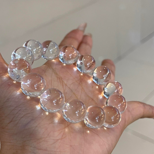 小红薯爆火牛鼻孔天然白水晶全净体双A+水晶手串手链小众百搭男女