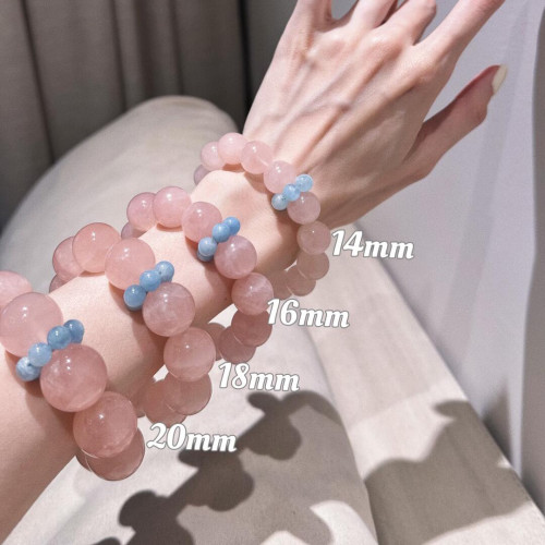 西柚冰淇淋巨无霸西柚粉+海蓝宝小米珠跑环diy粉水晶马粉手串男女