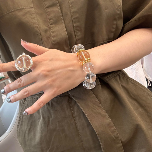 天然巴西白水晶手串双A全净体黄水晶暴富纳福手链单圈霸气男女款