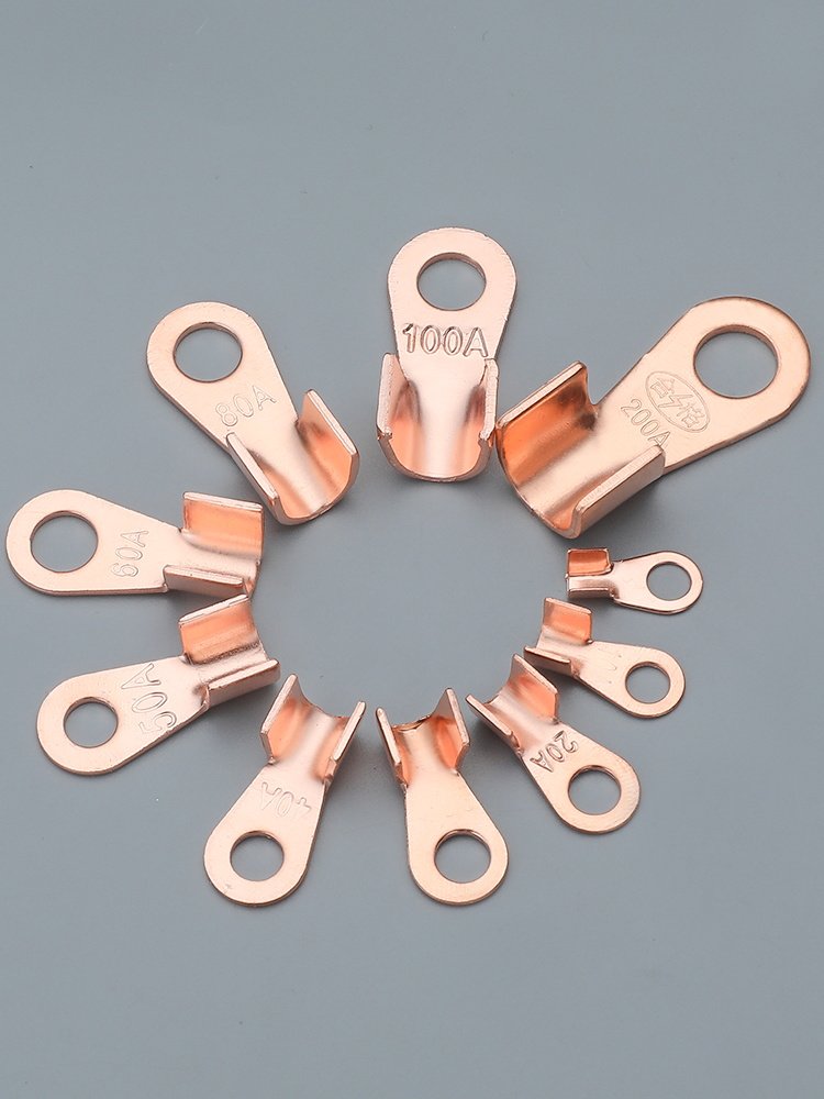 铜接头铜接线端子20a-600a汽车电瓶桩头电线纯铜线耳线尾接线鼻子