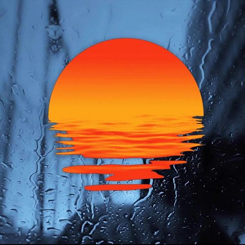 汽车贴纸复古风日落落日余晖夕阳车窗贴防水反光电动车摩托创意贴