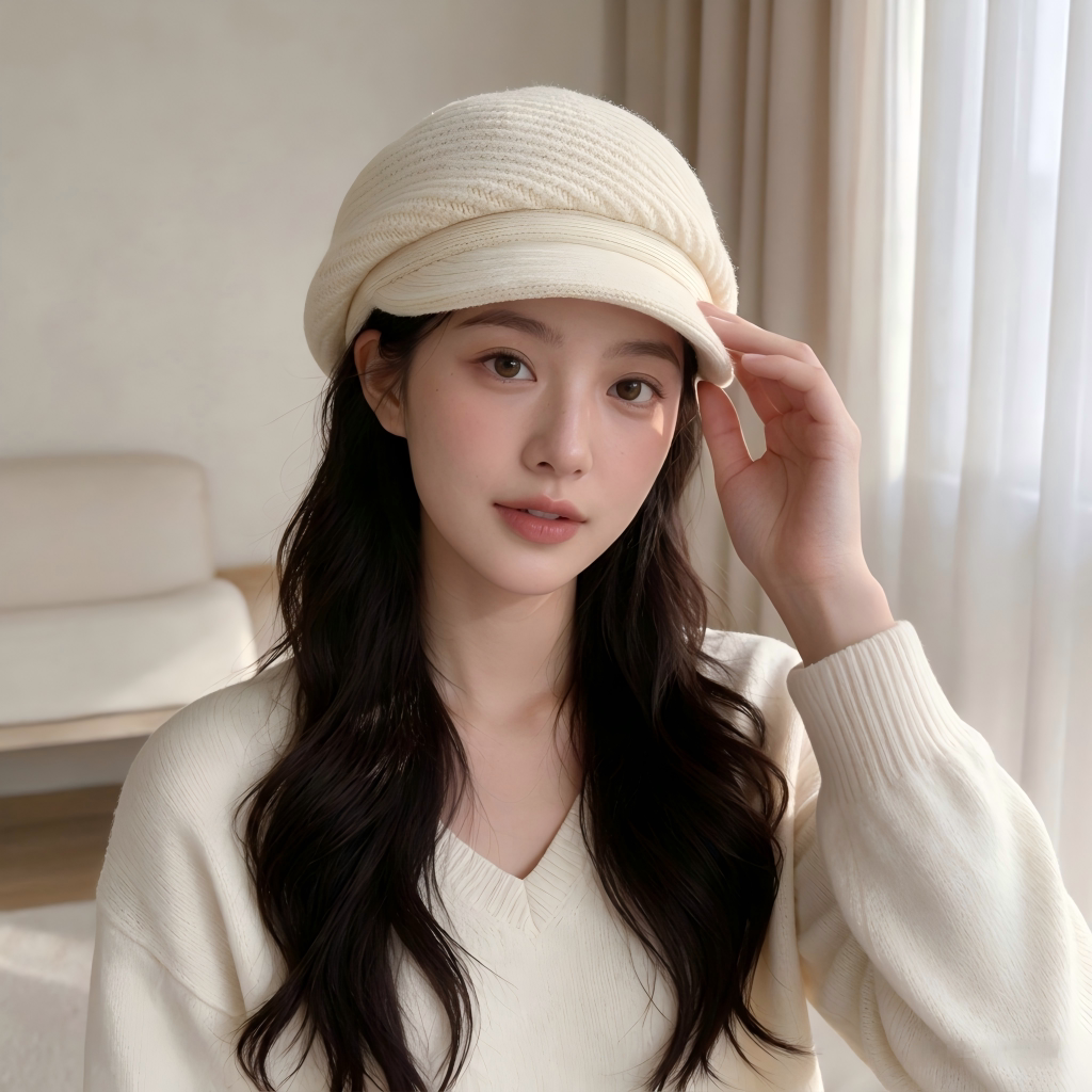 韩版短檐贝雷帽子女2026年秋冬季堆堆帽报童帽画家帽子圆顶八角帽