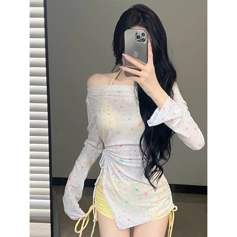 海边度假高级感分体泳衣女长袖防晒三件套泳衣罩衫性感纯欲泳衣女