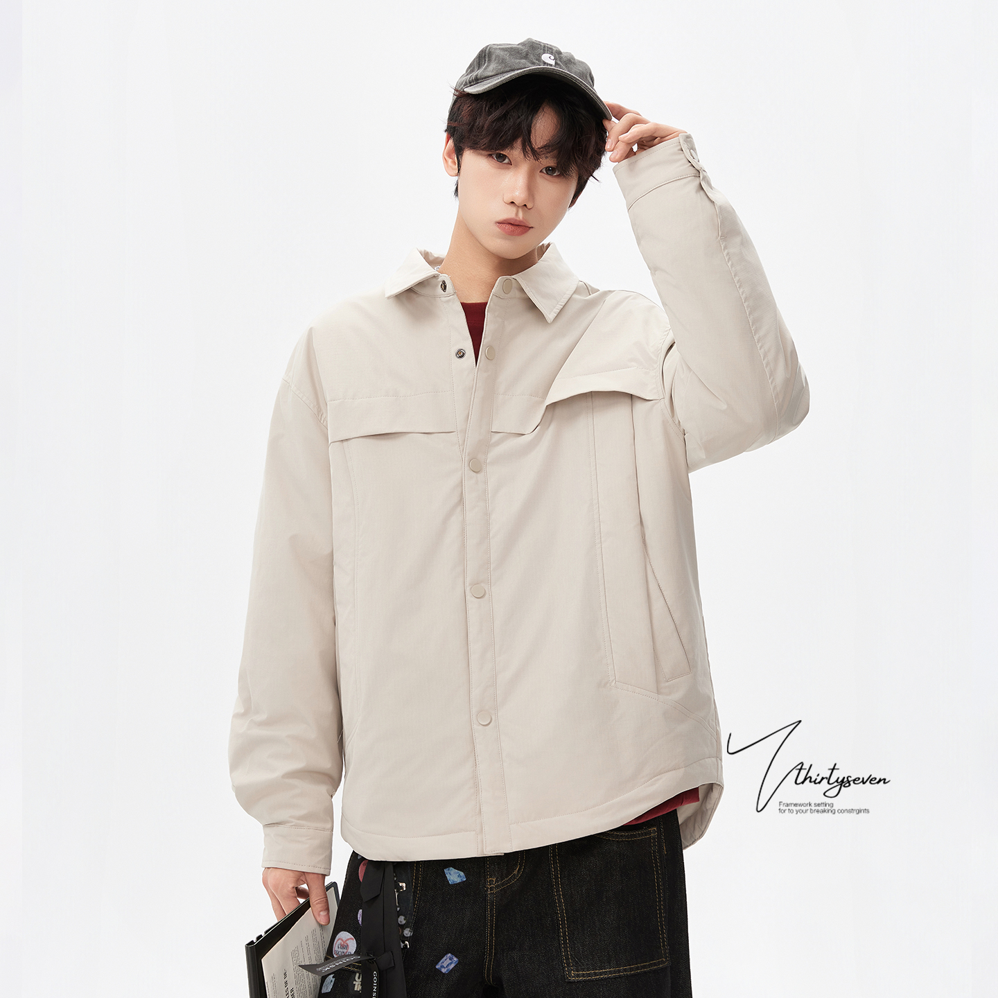 美式重磅鸭绒保暖工装外套男