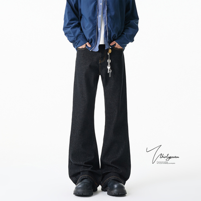 美式街头bootcut微喇牛仔裤男