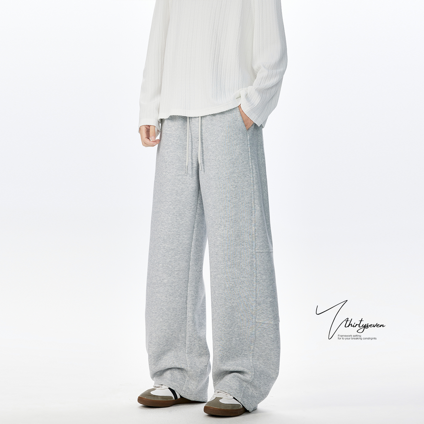 美式复古宽松直筒纯色百搭卫裤男