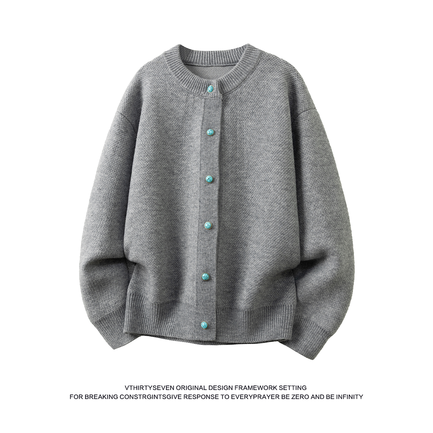 老钱风复古绿松石按扣毛衣开衫男