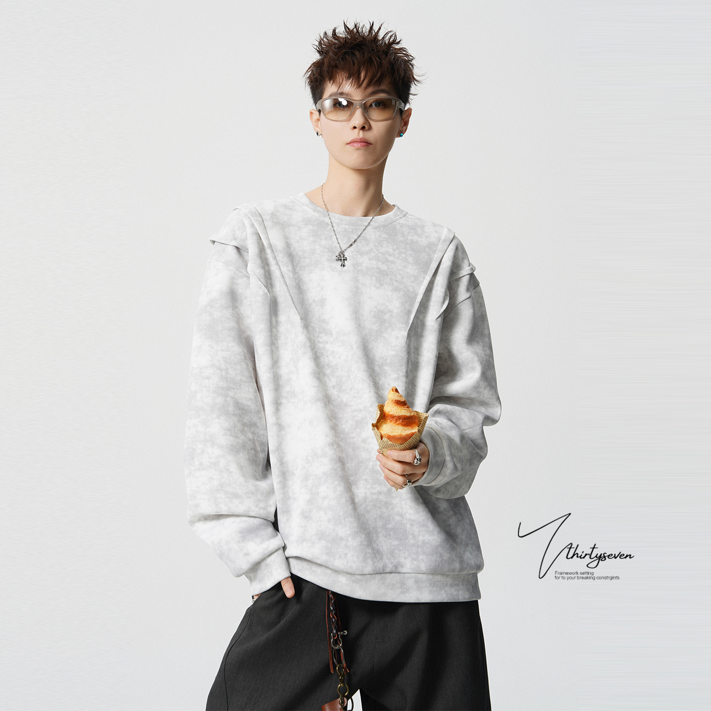 美式街头复古扎染设计感运动卫衣