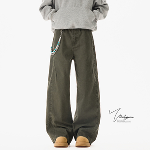 裤 纯色宽松廓形休闲裤 男款 美式 子 冬季 V37高街vintage解构剪裁工装