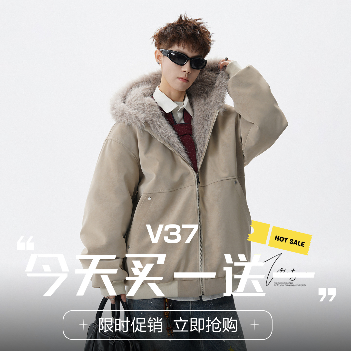 高级感加厚三防PU皮棉衣外套男