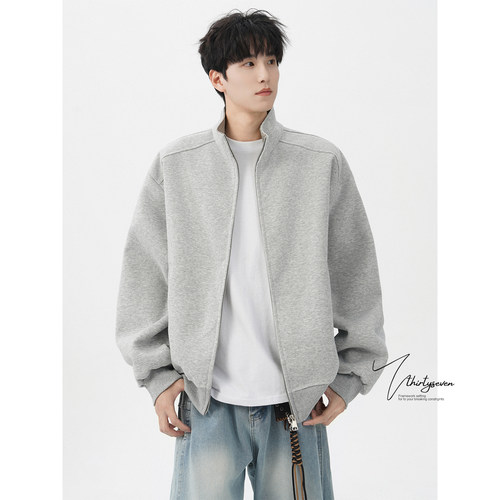 美式重磅立领夹克外套