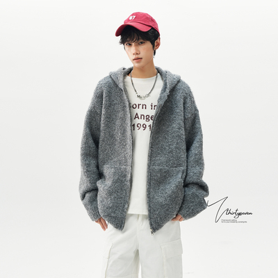 美式设计感痞帅针织开衫男