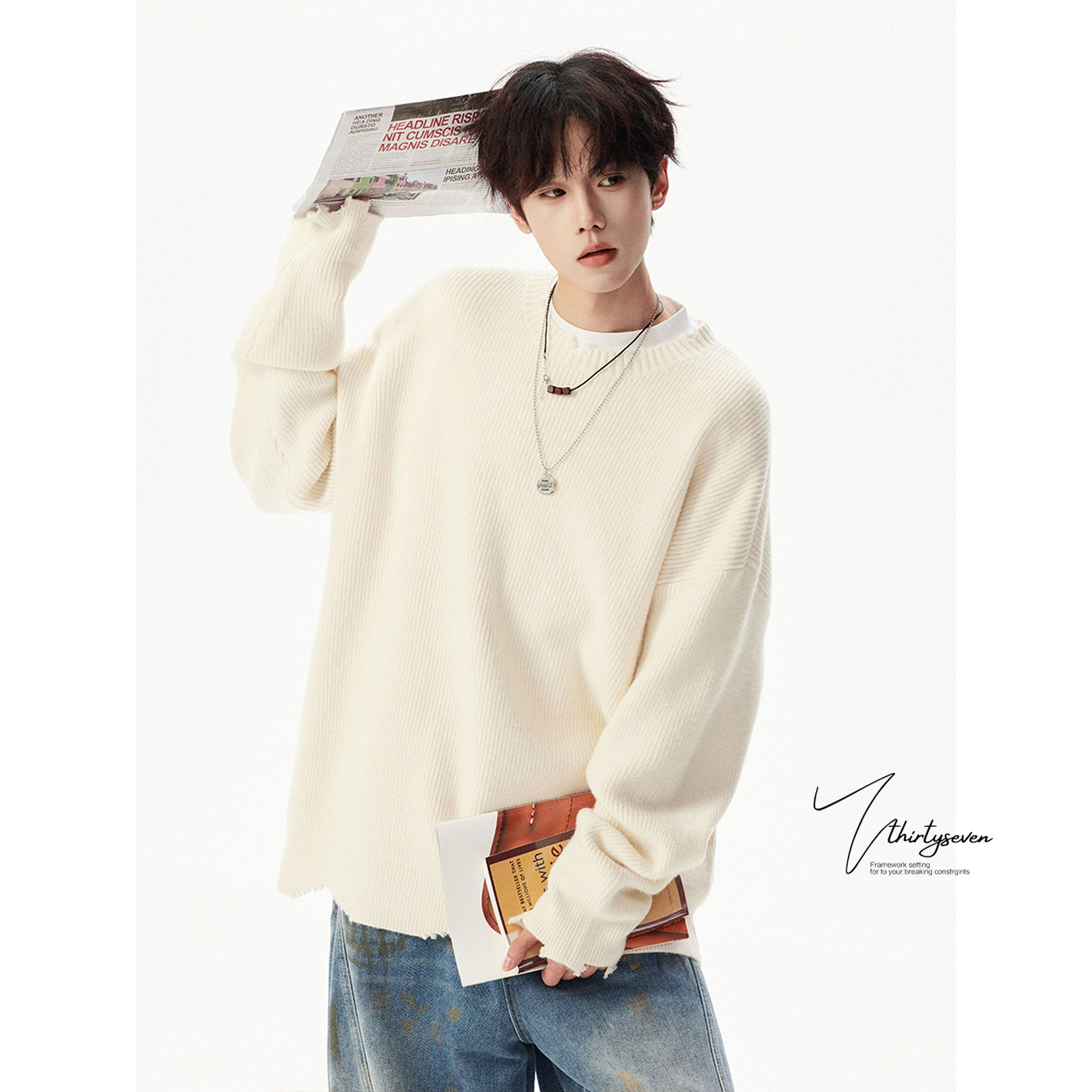 美式慵懒风打底衫毛衣男