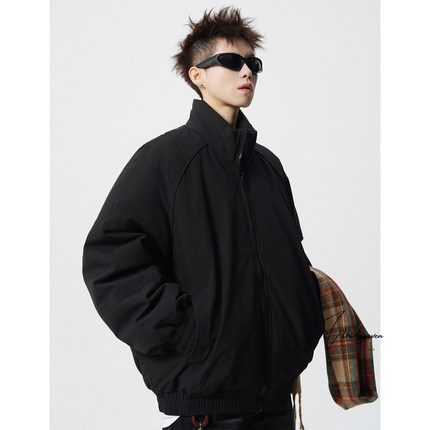 V37美式潮牌宽松立领机能风棉衣男冬季新款保暖加厚休闲棉服外套