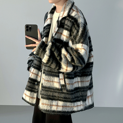 短款加厚毛呢大衣男秋冬季美式