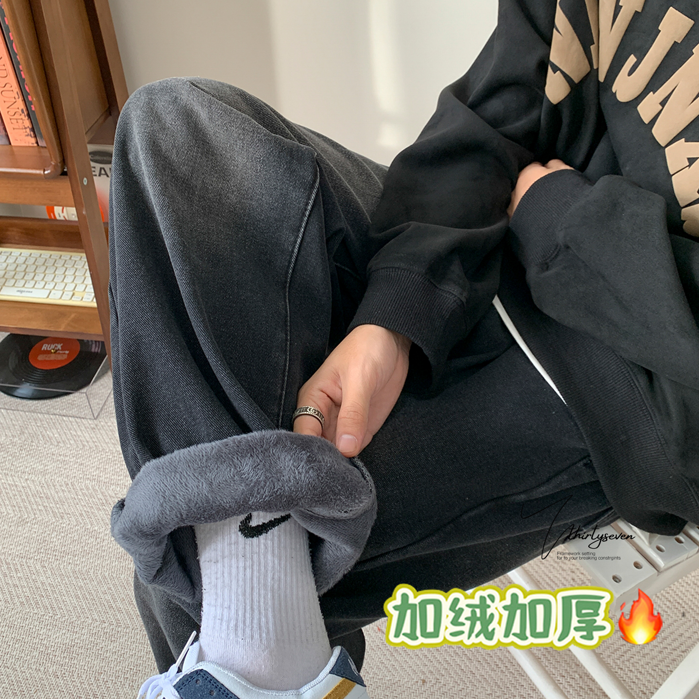 美式重磅水洗牛仔裤男