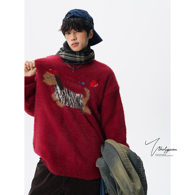 V37美式慵懒风卡通针织衫