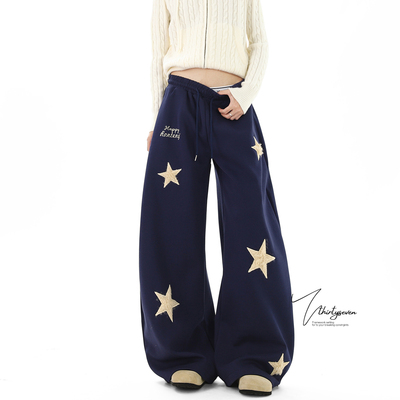 美式街头星星刺绣运动卫裤男