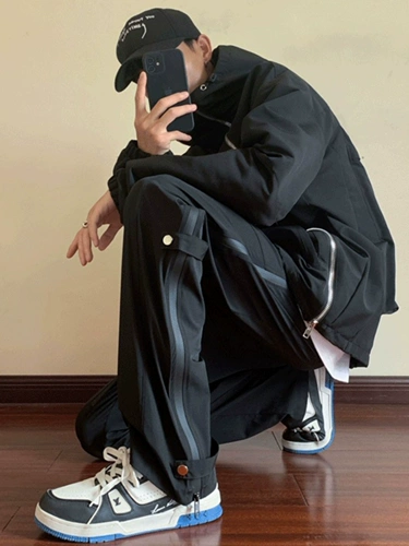 Дорожные небольшие дизайнерские штаны с молнией, в американском стиле, тренд сезона, свободный прямой крой