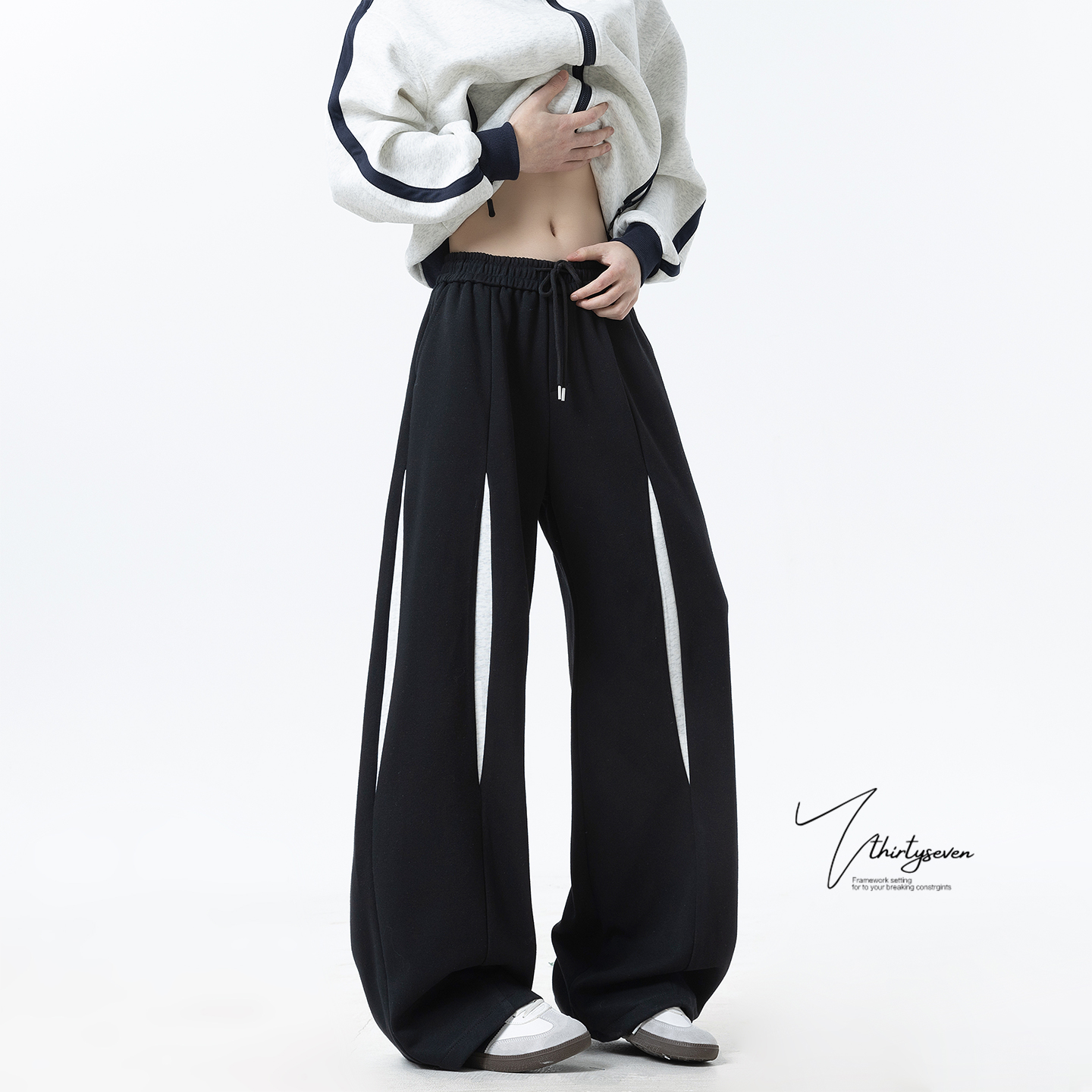 美式撞色拼接运动休闲卫裤男