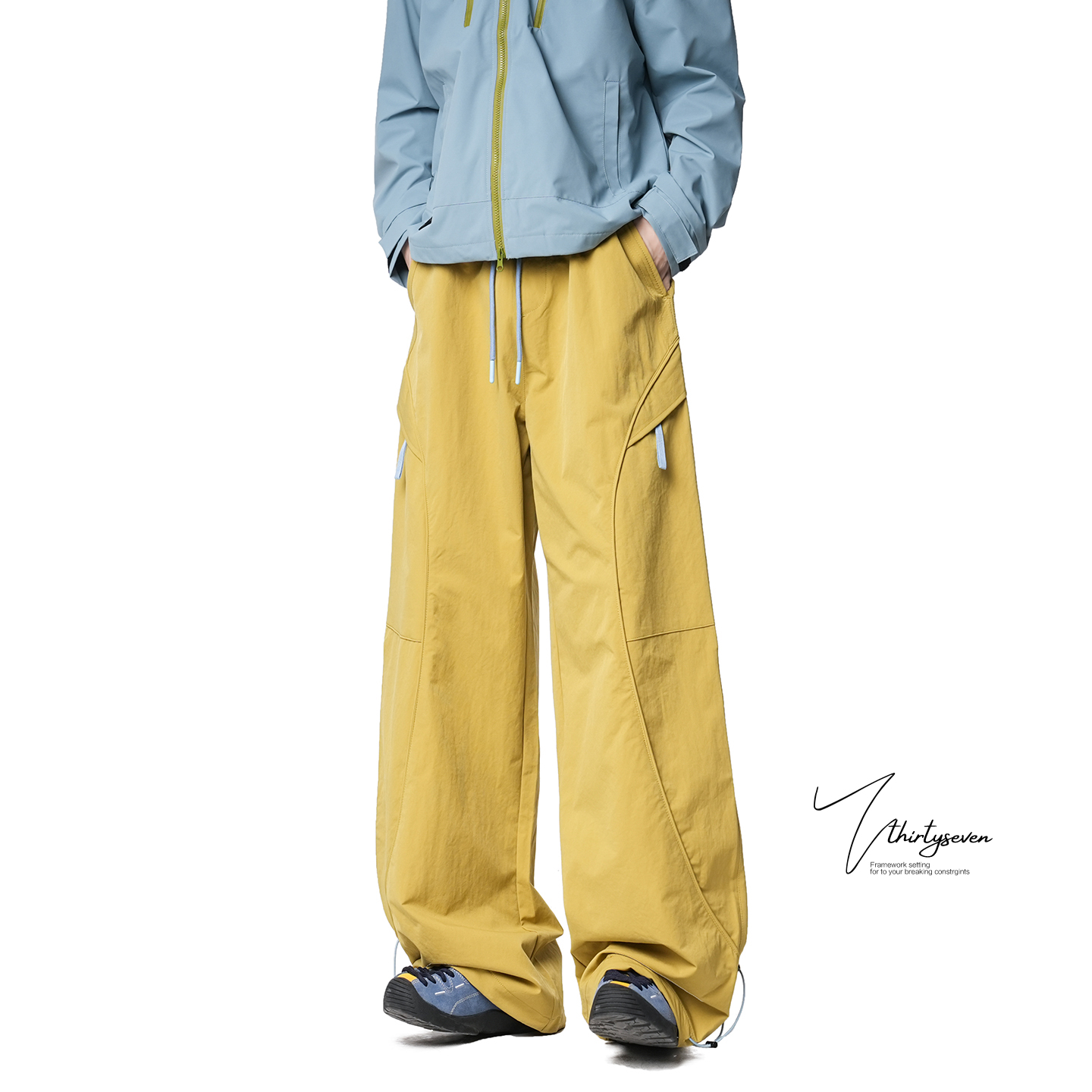 美式户外设计感明线运动工装裤