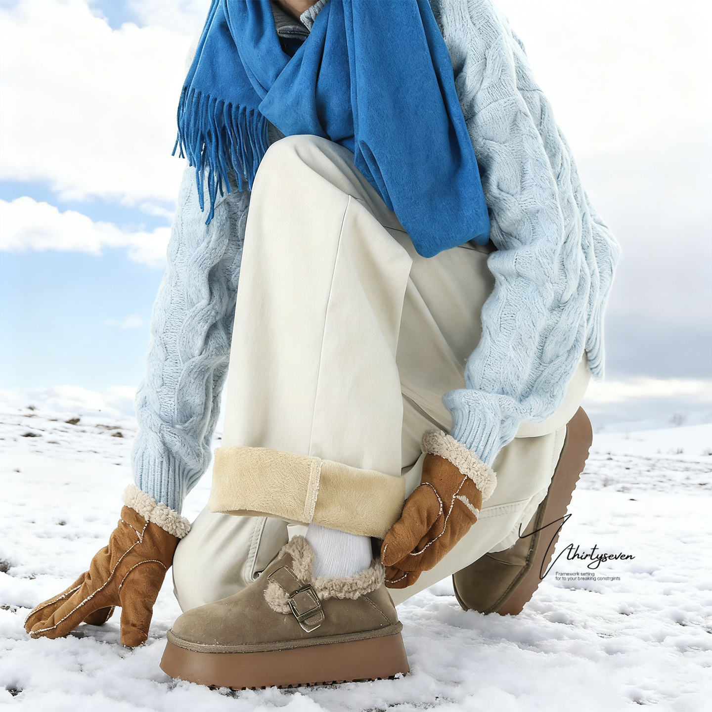 美式潮牌宽松直筒加绒加厚棉裤男