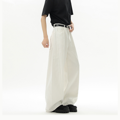 V37白色美式牛仔裤男款夏季