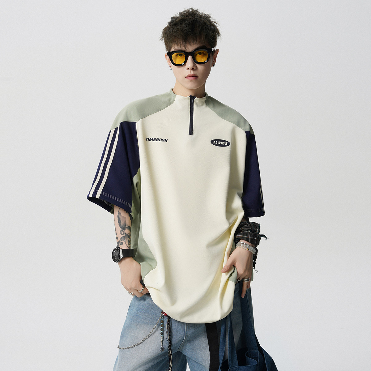 美式青少年运动polo衫短袖t恤男图片