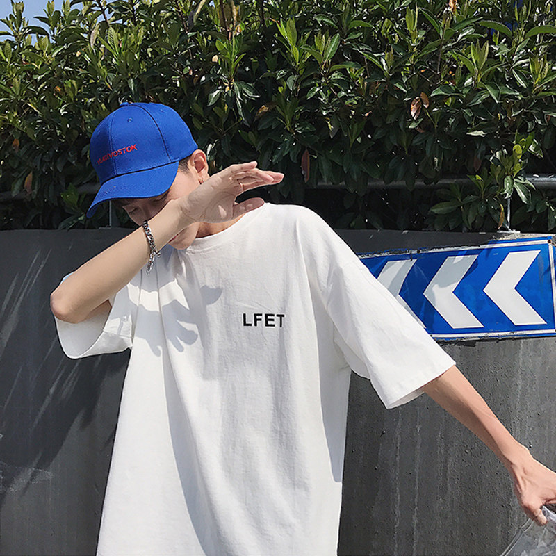 短袖男t恤潮牌2020新款半截袖五分袖宽松百搭中袖港风5分潮流体恤