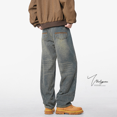 V37美式加绒牛仔裤男款秋冬