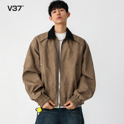 V37美式机车皮衣外套男