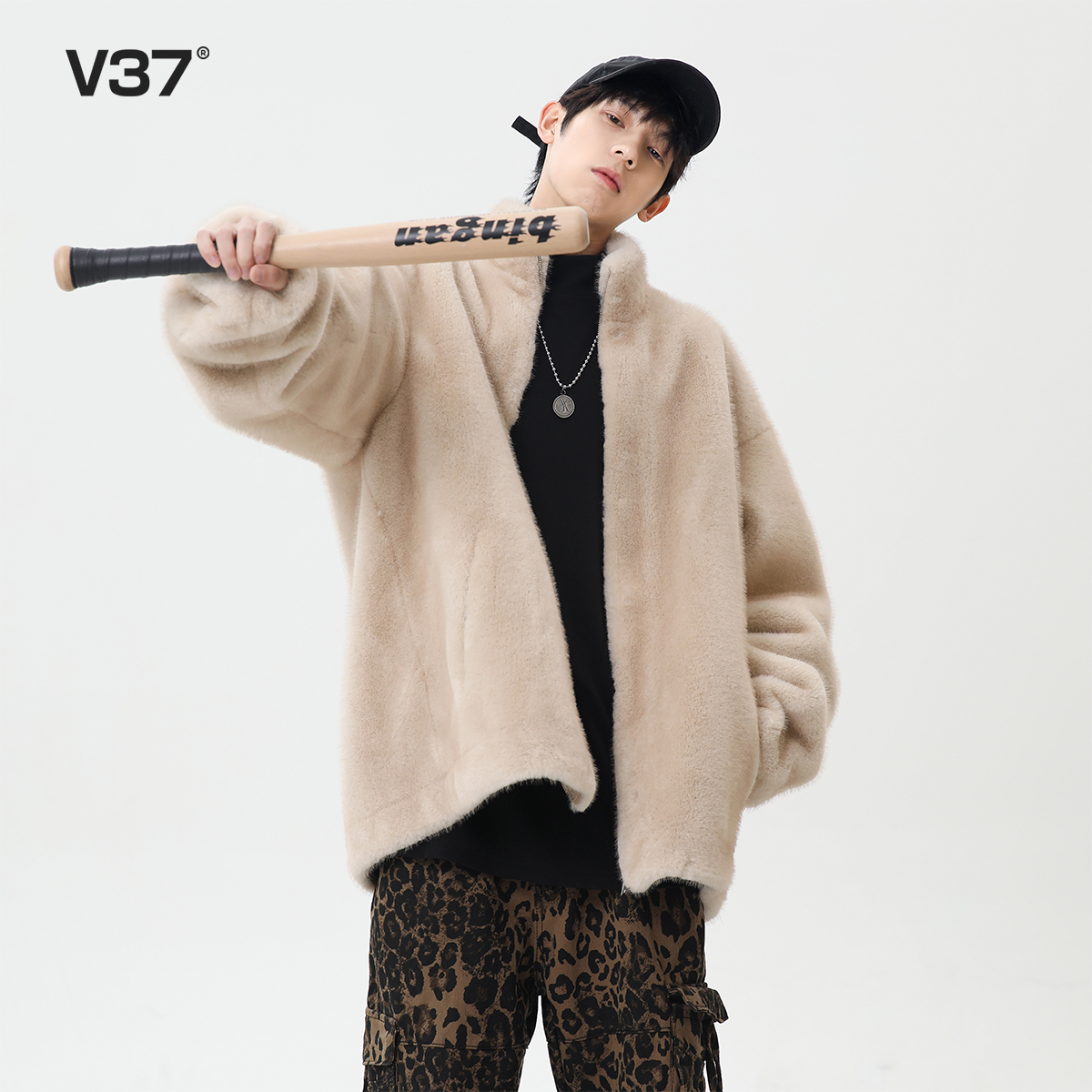 V37纯色cleanfit外套男款