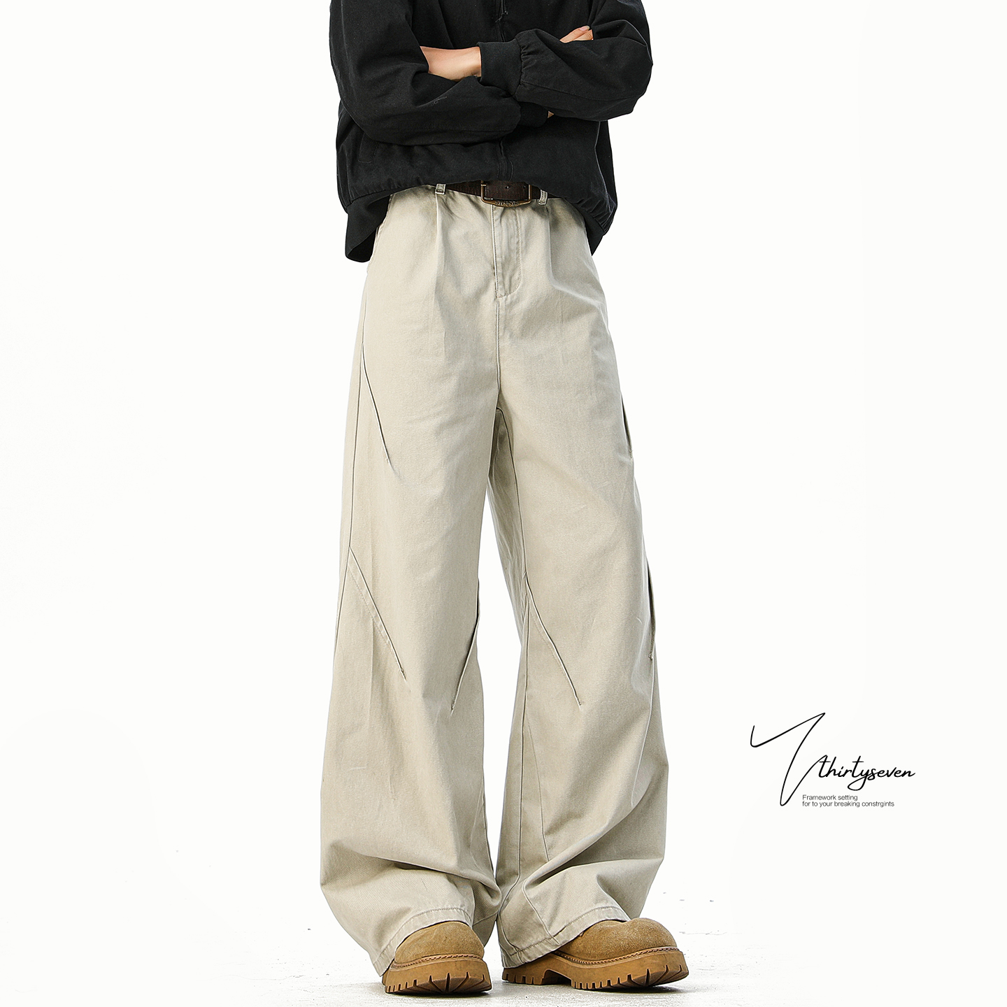 美式立体剪裁工装裤男