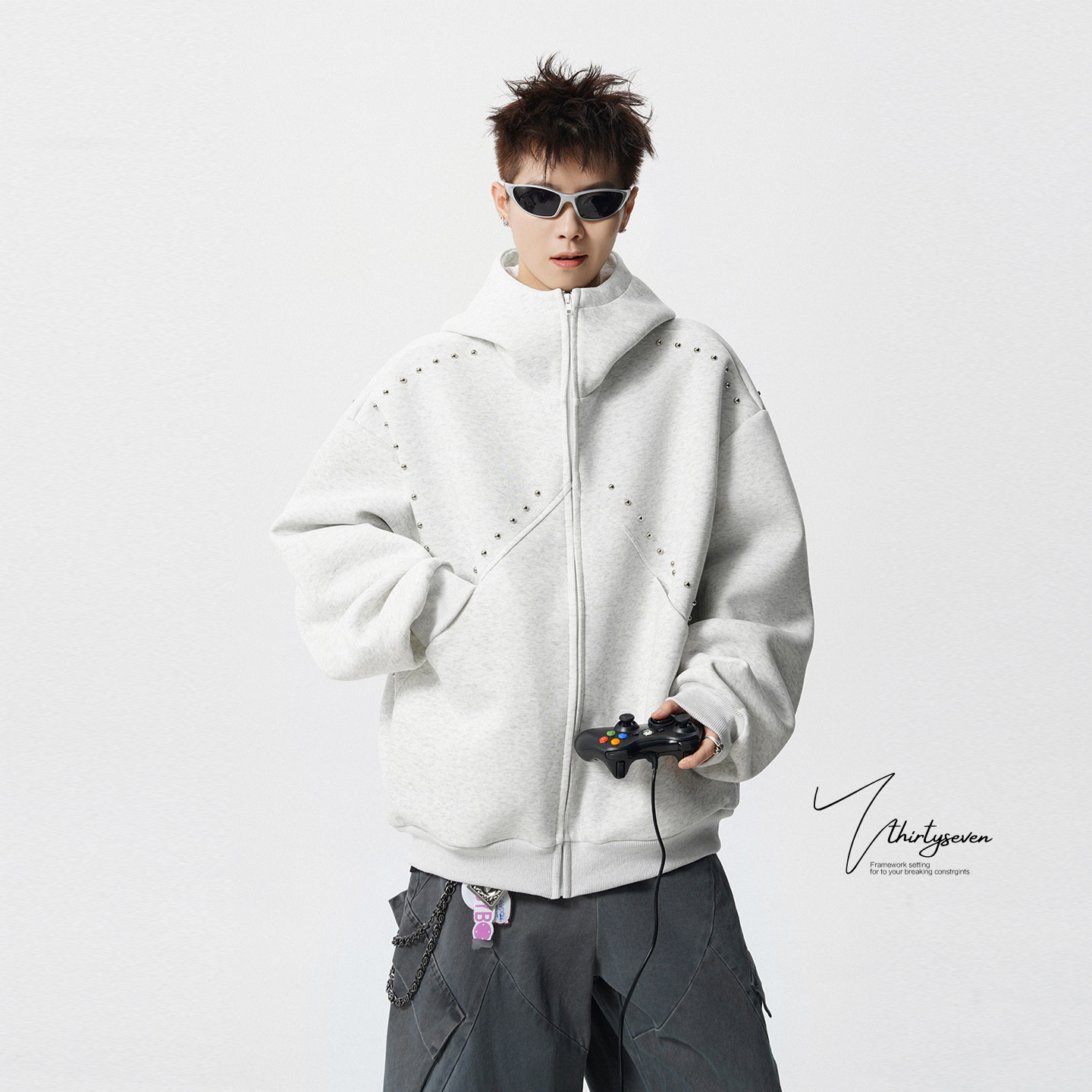 潮牌设计感小众大帽子外套男