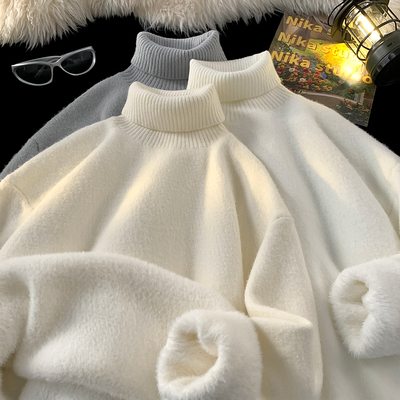 日系小清新高领毛衣男