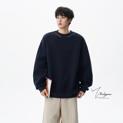 V37美式设计感印花圆领卫衣