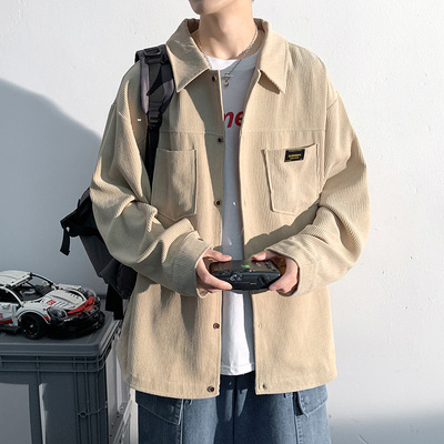 灯芯绒长袖衬衫外套男