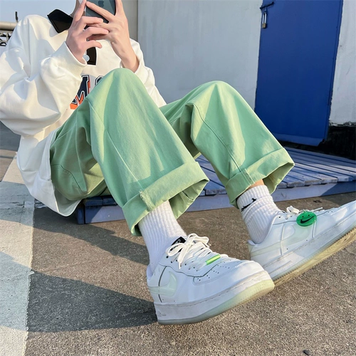 Летние брендовые трендовые штаны для отдыха, оверсайз, в корейском стиле, свободный прямой крой