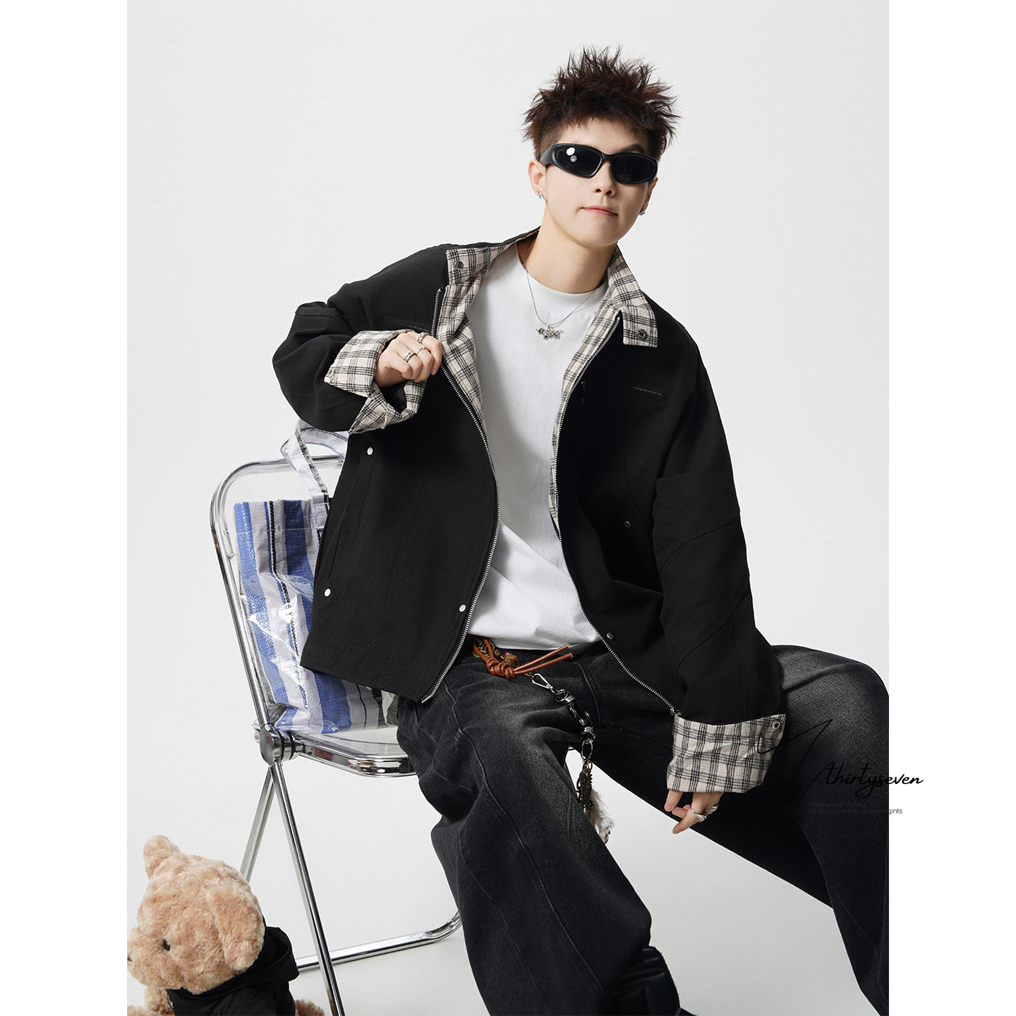 高级感cleanfit翻领运动外套男