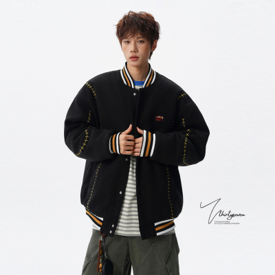 美式高街运动风棒球服棉衣男