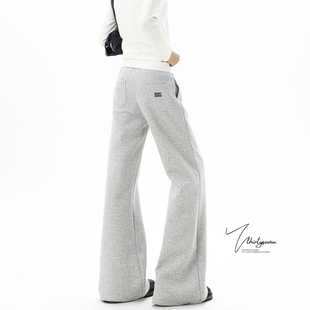 子 男秋高街cleanfit微喇运动裤 V37美式 松弛感双腰头拼色加绒卫裤