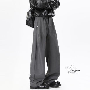 cleanfit垂感阔腿裤 美式 子 男春季 V37高级感侧边双褶铆钉休闲西裤