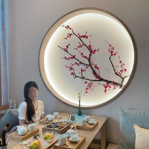 壁挂梅花树枝高档会所中式造景