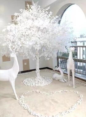 白色仿真榕树假树大型植物酒店商场婚礼道具许愿树景观树橱窗装饰