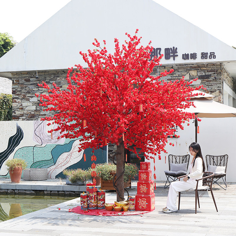 仿真桃花树樱花树大型假桃树商场景观室内外装饰树新年祈福许愿树