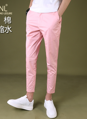 休闲九分裤男修身小脚裤弹力大码薄款 夏季纯棉9分裤子男韩版潮流