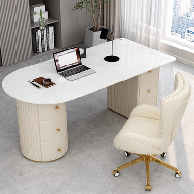 轻奢岩板医美咨询桌口腔门诊接待面诊桌美容院高端现代电脑办公桌