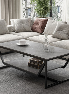 意式岩板茶几客厅小户型家用北欧茶几简约现代轻奢大理石极简茶桌