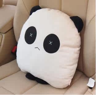 德纳里 汽车头枕可爱卡通护颈枕 车枕车用腰靠垫 熊猫头枕 抱枕被