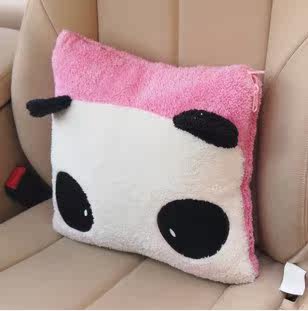 德纳里 汽车头枕可爱卡通护颈枕 车枕车用腰靠垫 熊猫头枕 抱枕被